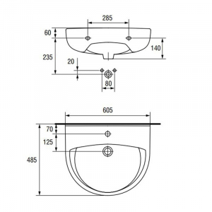 Lavoar baie suspendat alb lucios 60 cm Cersanit President [2]