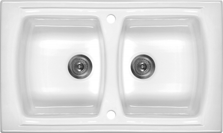 Chiuvete bucatarie compozit - Chiuveta bucatarie ceramica fara picurator, alba, Lusitano, Deante