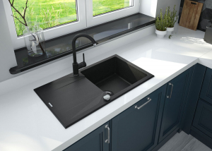 Chiuveta bucatarie compozit cu picurator grafit 78 cm Deante Evora [1]