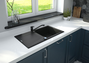 Chiuveta bucatarie compozit cu picurator grafit 78 cm Deante Evora [2]