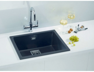 Chiuveta bucatarie compozit cuva mare negru metalizat Alveus Quadrix 50 [1]