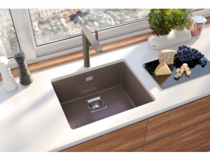 Chiuveta bucatarie compozit cuva mare chocolate metalizat Alveus Quadrix 50 [1]
