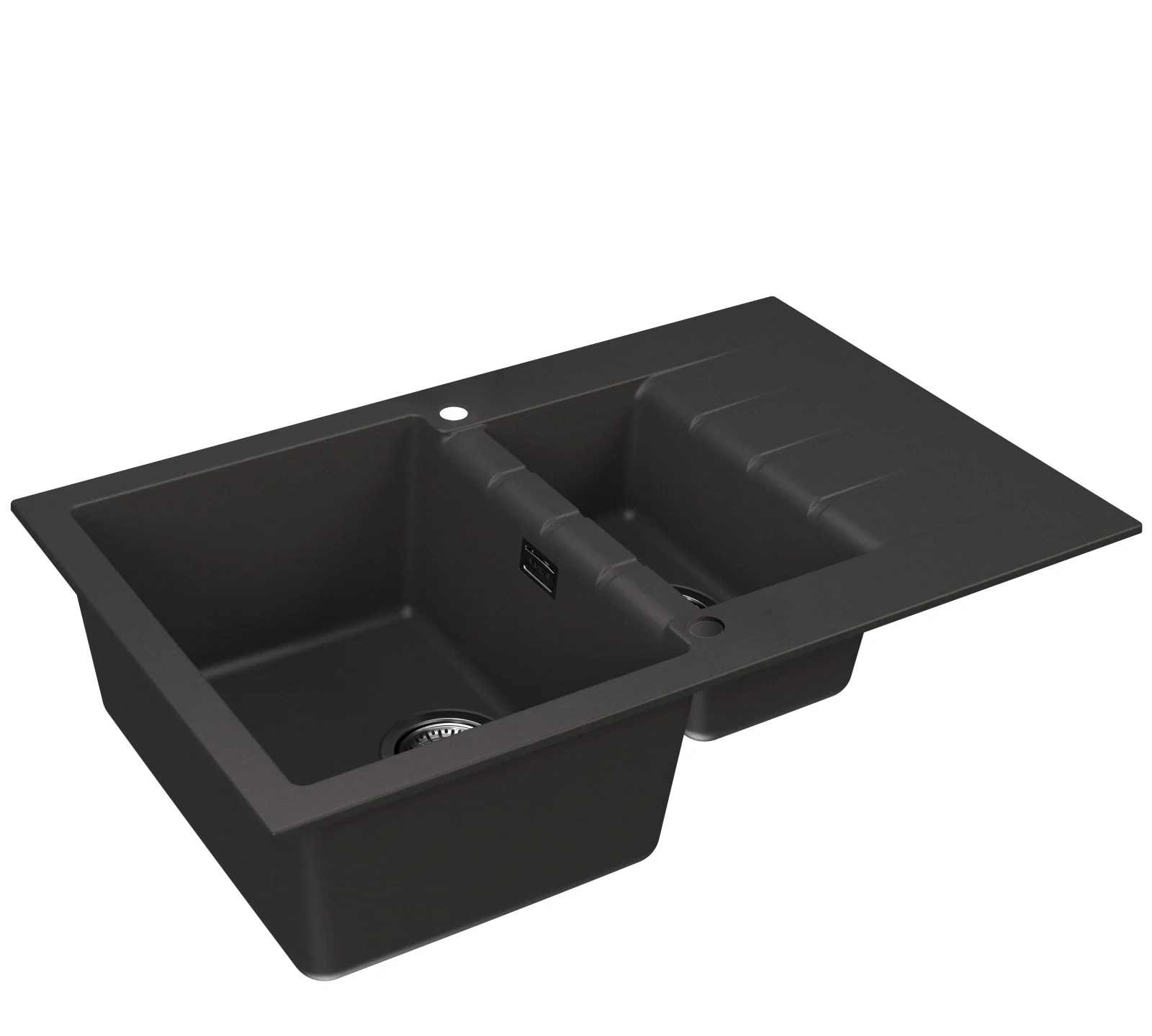Chiuveta bucatarie compozit doua cuve negru carbon Alveus Cadit 70 [1]