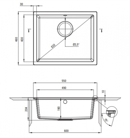 Chiuveta bucatarie compozit sub blat alba Deante Corda Flush [1]