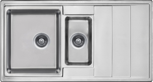 Chiuvete bucatarie inox - Chiuveta bucatarie doua cuve inox cu picurator crom Deante, Bolero