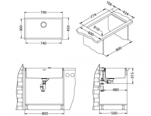Chiuveta bucatarie cuva mare culoare antracit Alveus Monarch Quadrix 60 [1]