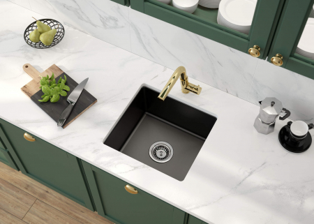 Chiuveta bucatarie din ceramica, culoare negru mat, Deante Sabor [1]