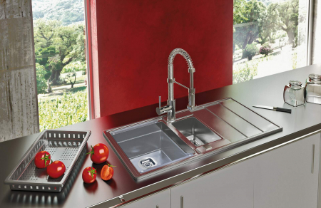 Chiuveta bucatarie doua cuve inox cu picurator crom Deante, Bolero [1]