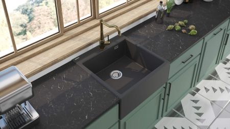 Chiuveta bucatarie farmhouse antracit mat, material compozit, Eridan Deante [2]