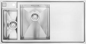 Chiuvete bucatarie inox - Chiuveta bucatarie inox cu doua cuve si picurator crom Deante Sinope