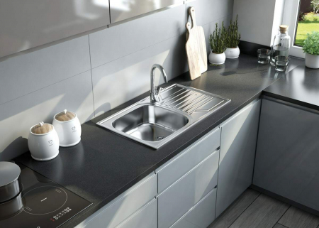 Chiuveta bucatarie inox cu picurator crom Deante, Doppio [2]