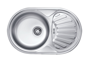 Chiuvete bucatarie inox - Chiuveta bucatarie inox leinen cu picurator semirotunda, 77x48 cm, Deante Twist