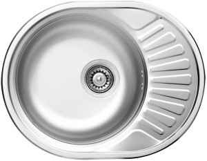 Chiuvete bucatarie inox - Chiuveta bucatarie inox leinen cu picurator semirotunda, 58x45 cm, Deante Twist