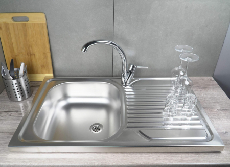 Chiuveta bucatarie inox cu picurator crom leinen, Deante Tango [2]