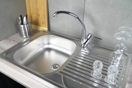 Chiuveta bucatarie inox cu picurator crom leinen, Deante Tango [1]