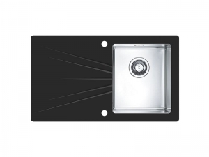 Bucatarie - Chiuveta bucatarie inox satinat cu sticla securizata neagra, cuva dreapta, Alveus Karat 10