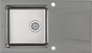 Chiuvete hibrid - Chiuveta bucatarie hibrida din inox si compozit cu picurator gri metalizat Deante Prime T113