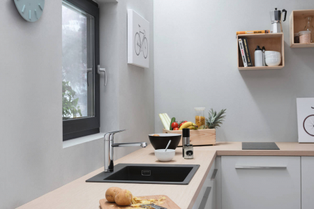 Chiuveta bucatarie neagra, patrata SilicaTec Hansgrohe 43312170 [2]