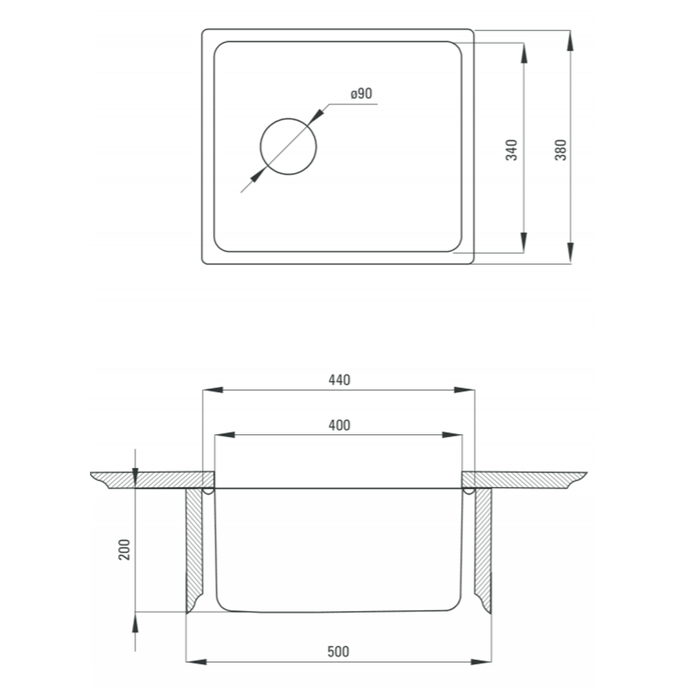 Chiuveta bucatarie inox cu montare sub blat 38x44 cm Deante Egeria [2]