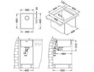 Chiuveta bucatarie aurie sub blat Alveus Kombino 20 [4]