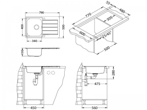 Chiuveta bucatarie inox satin cu picurator, reversibila, Alveus Line Max 80 [2]