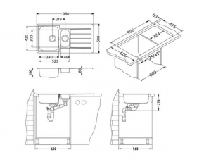 Chiuveta bucatarie inox doua cuve culoare antracit Alveus Monarch Line 10 [1]