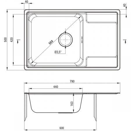 Chiuveta bucatarie din inox, cu picurator, 79x50 cm, otel, Deante Soul [1]