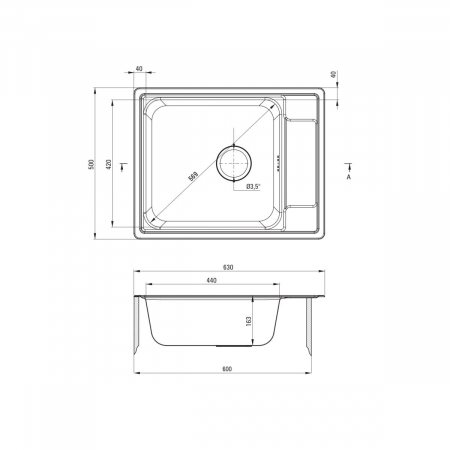 Chiuveta bucatarie din inox, cu picurator, 63x50 cm, otel, Deante Soul [1]