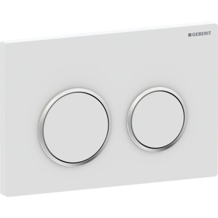 Clapete de actionare - Clapeta actionare dubla rezervor wc, alb mat cu inel de design crom lucios, Geberit Omega20