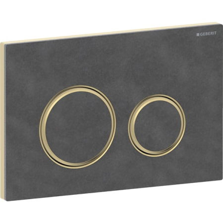 Rezervoare WC - Clapeta actionare dubla rezervor wc, ardezie Mustang cu inel de design alama, Geberit Sigma50