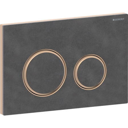 Clapete de actionare - Clapeta actionare dubla rezervor wc, ardezie mustang cu inel de design aur rosu, Geberit Sigma50