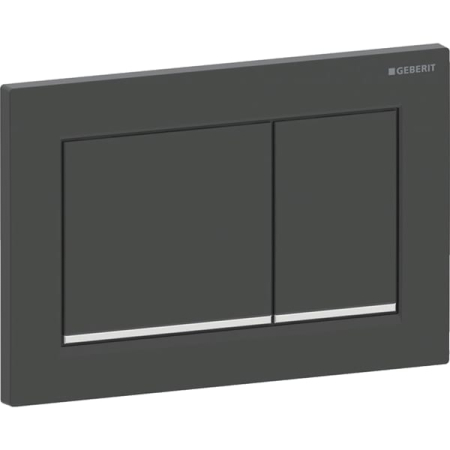Clapete de actionare - Clapeta actionare dubla rezervor wc negru mat cu banda de design de culoare crom lucios Geberit Omega20
