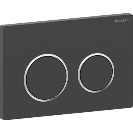 Clapeta actionare dubla rezervor wc, negru / mat  cu inel de design crom lucios, Geberit Omega20 [0]