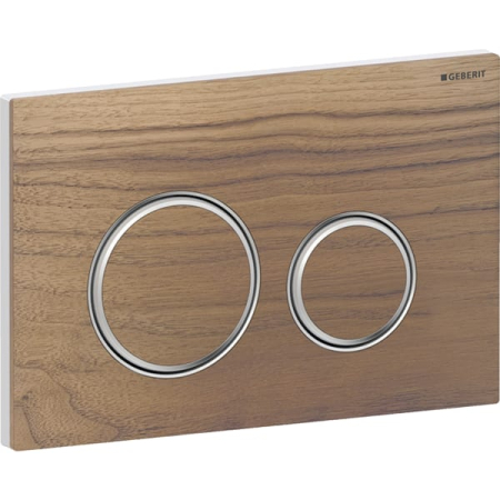 Clapeta actionare dubla rezervor wc, nuc american cu inele de design crom lucios, Geberit Sigma50 [1]