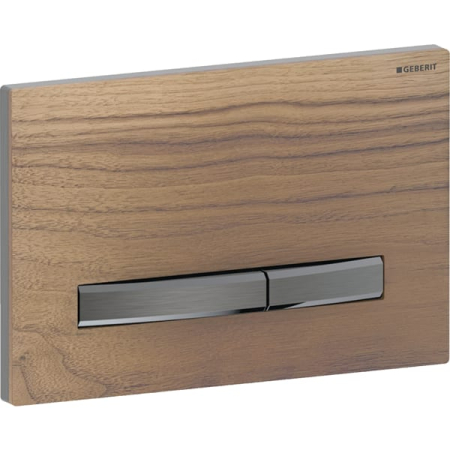 Clapete de actionare - Clapeta actionare dubla rezervor wc, nuc american cu placa de fixare si tasta crom negru, Geberit Sigma50