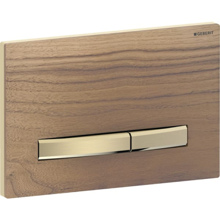 Clapete de actionare - Clapeta actionare dubla rezervor wc, nuc american cu tasta alama , Geberit Sigma50