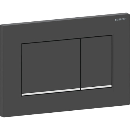 Clapeta actionare rezervor wc negru mat cu banda de design crom lucios Geberit Sigma20 [1]
