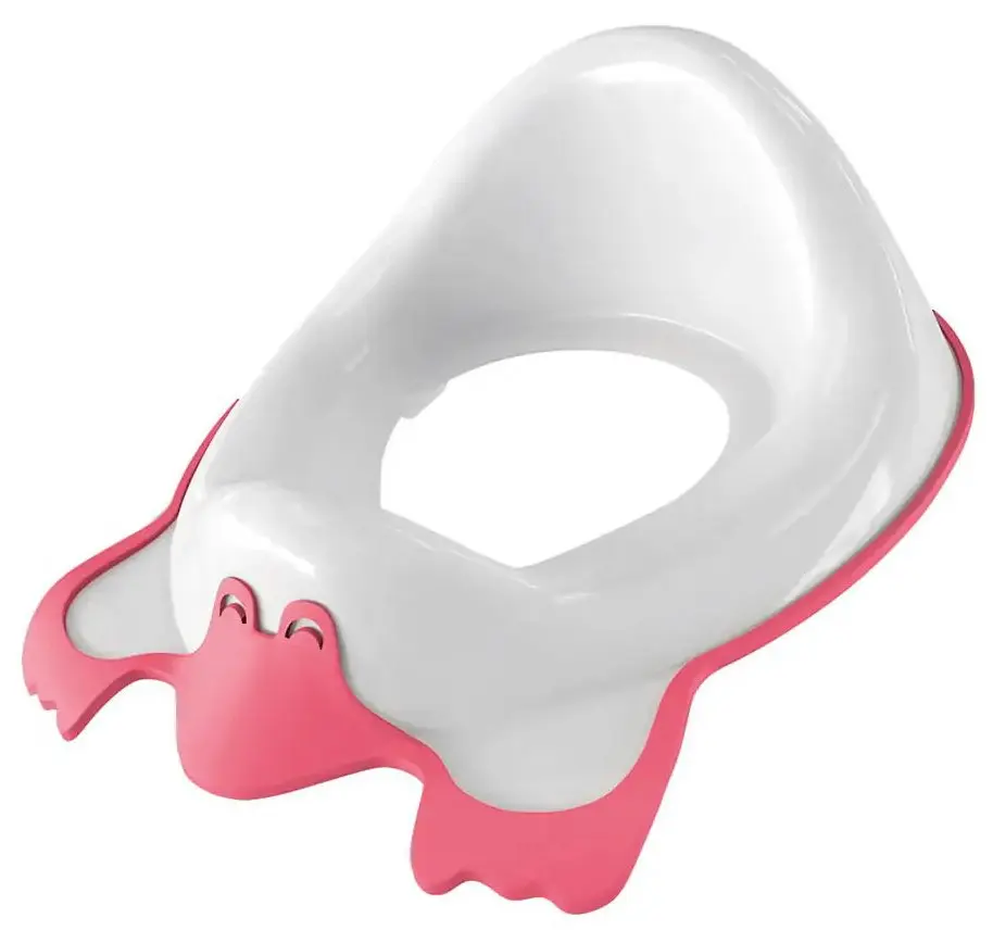 Accesorii baie copii - Colac WC copii fara capac, 43,4 cm x 29,4 cm, roz. plastic, Aqualine Duck