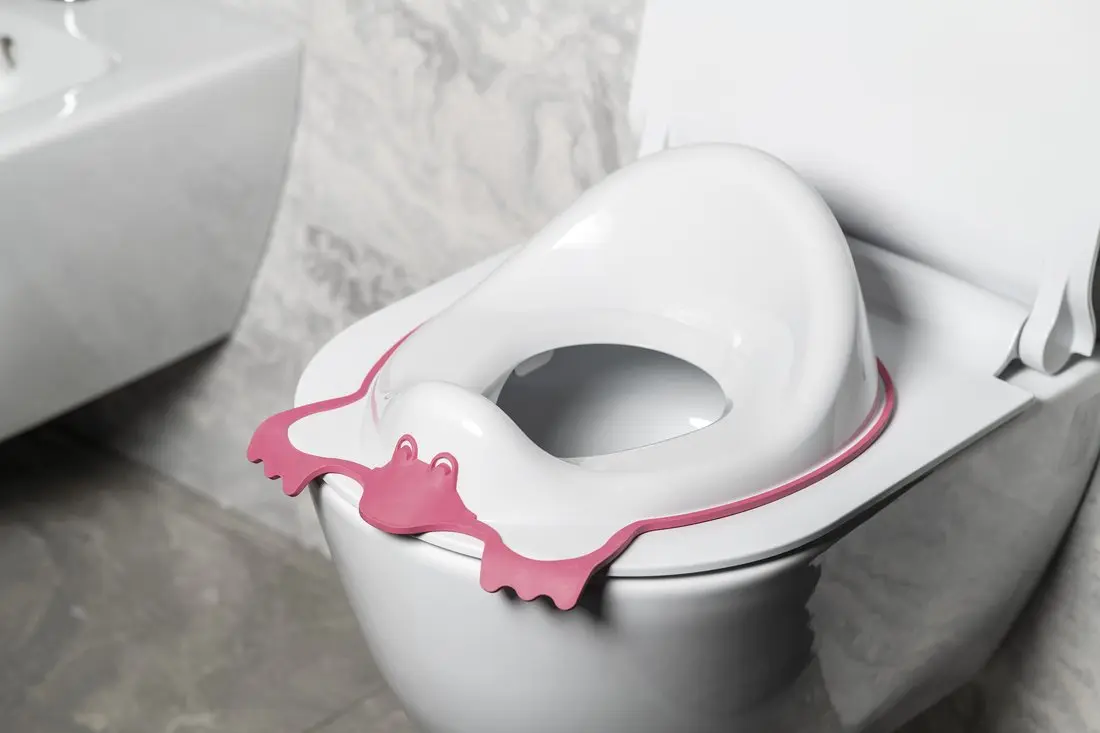 Colac WC copii fara capac, 43,4 cm x 29,4 cm, roz. plastic, Aqualine Duck [1]