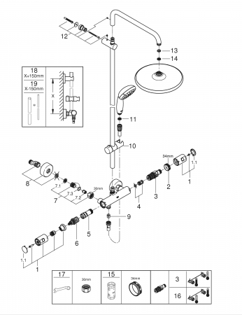 Coloana dus Grohe Vitalio Start cu termostat, negru mat 266772430 [5]