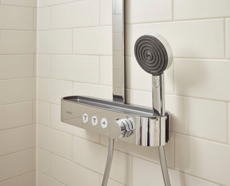 Coloana de dus crom lucios Pulsify S 2jet cu baterie termostatata Hansgrohe ShowerTablet Select 400 [1]