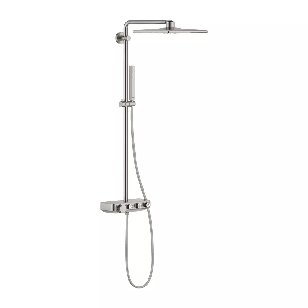 Coloane de dus - Coloana de dus cu baterie termostatata, crom periat, 2 jeturi, Grohe Euphoria SmartControl