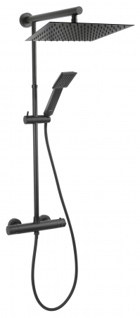 Baie - Coloana de dus negru mat cu baterie termostatata Ferro,Trevi Square Black