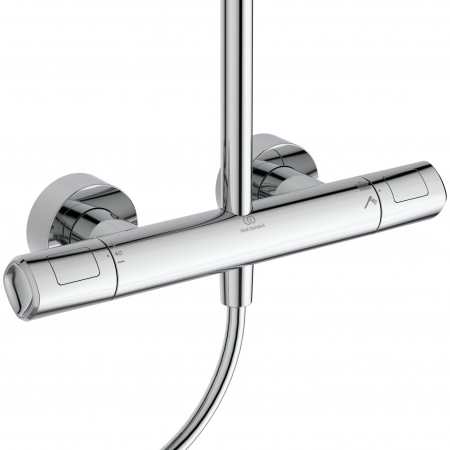 Coloana de dus cu baterie termostatata Ideal Standard Ceratherm T100 crom lucios, palarie patrata [4]