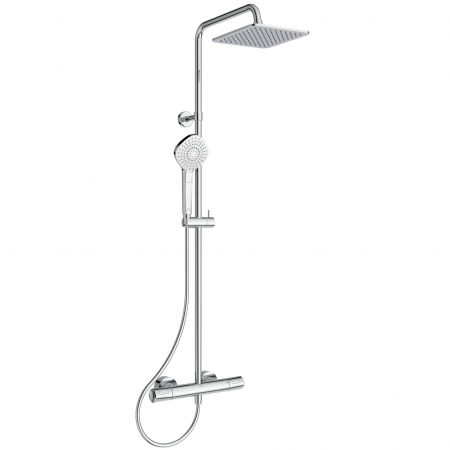 Coloane de dus - Coloana de dus cu baterie termostatata Ideal Standard Ceratherm T100 crom lucios, palarie patrata
