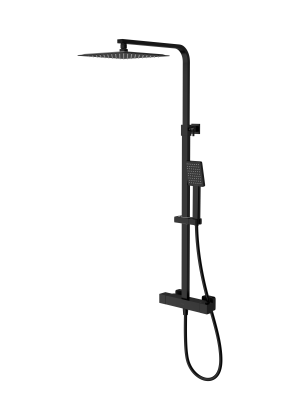 Baie - Coloana de dus cu baterie termostatata, neagra, Cersanit Bari