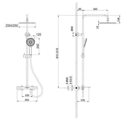 Coloana de dus cu termostat, auriu periat, Cersanit Virgo [1]