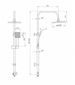 Coloana de dus culoare crom Deante, Floks [1]