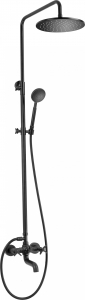 Coloane de dus - Coloana dus cu baterie cada baie si para de dus culoare negru mat Deante, Temisto