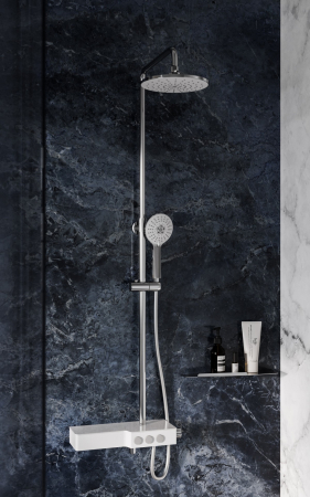 Coloana de dus FDesign Tempra, baterie monocomanda, crom/alb [1]